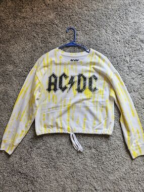AC/DC Women's Yellow Tie-Dye Cropped Sweatshirt